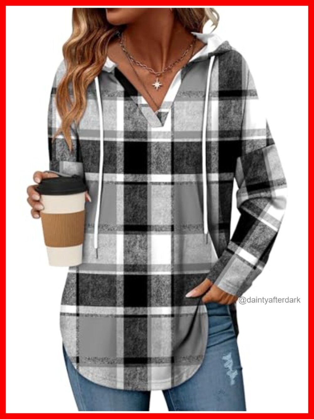 Womens Oversized Hoodie Pullover V-Neck Drawstring Loose Fit Casual Sweatshirt